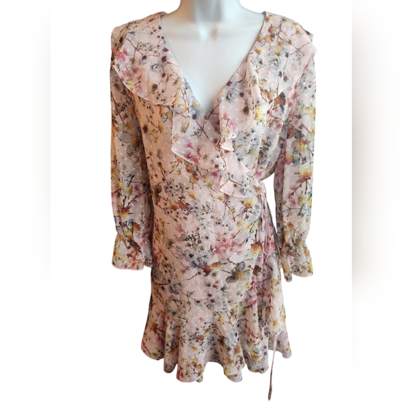 Ted Baker London Dresses & Skirts - Ted Baker London Pink Jasmine Floral Printed Wrap Dress Size 3 (6-8)